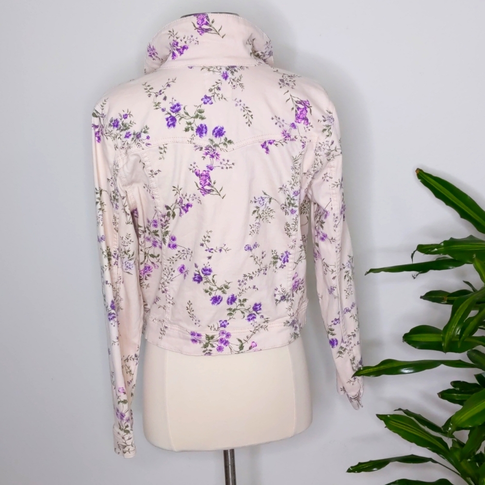 Candies Floral Print Jean Jacket Size Medium - Picture 6 of 11